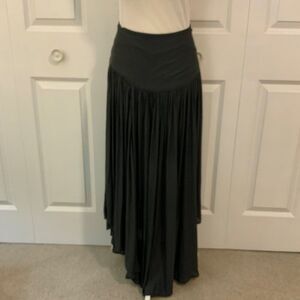 Free People Grey Pleated Asymmetrical Wide Waistband Maxi Skirt Size 0